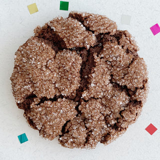 Vegan chocolate cookie infused with espresso and rolled in sparkling sugar.